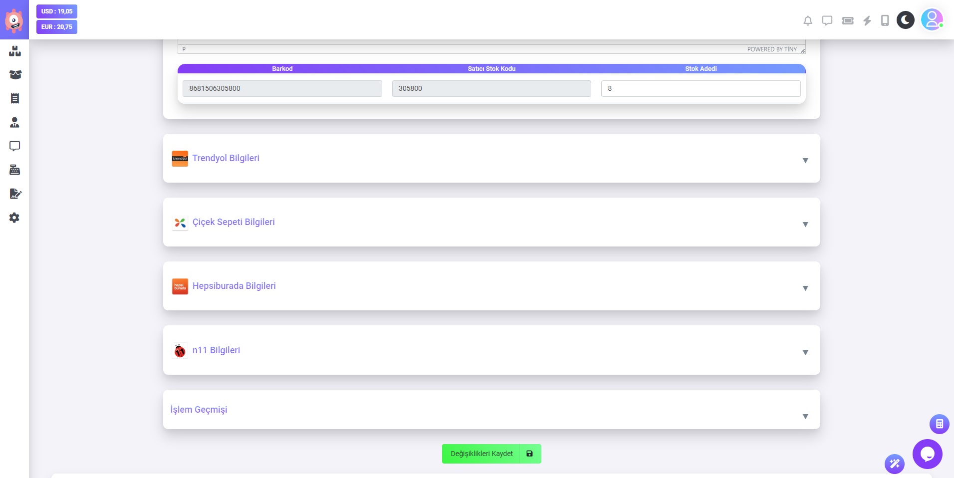 Ürün Düzenle (Devamı)