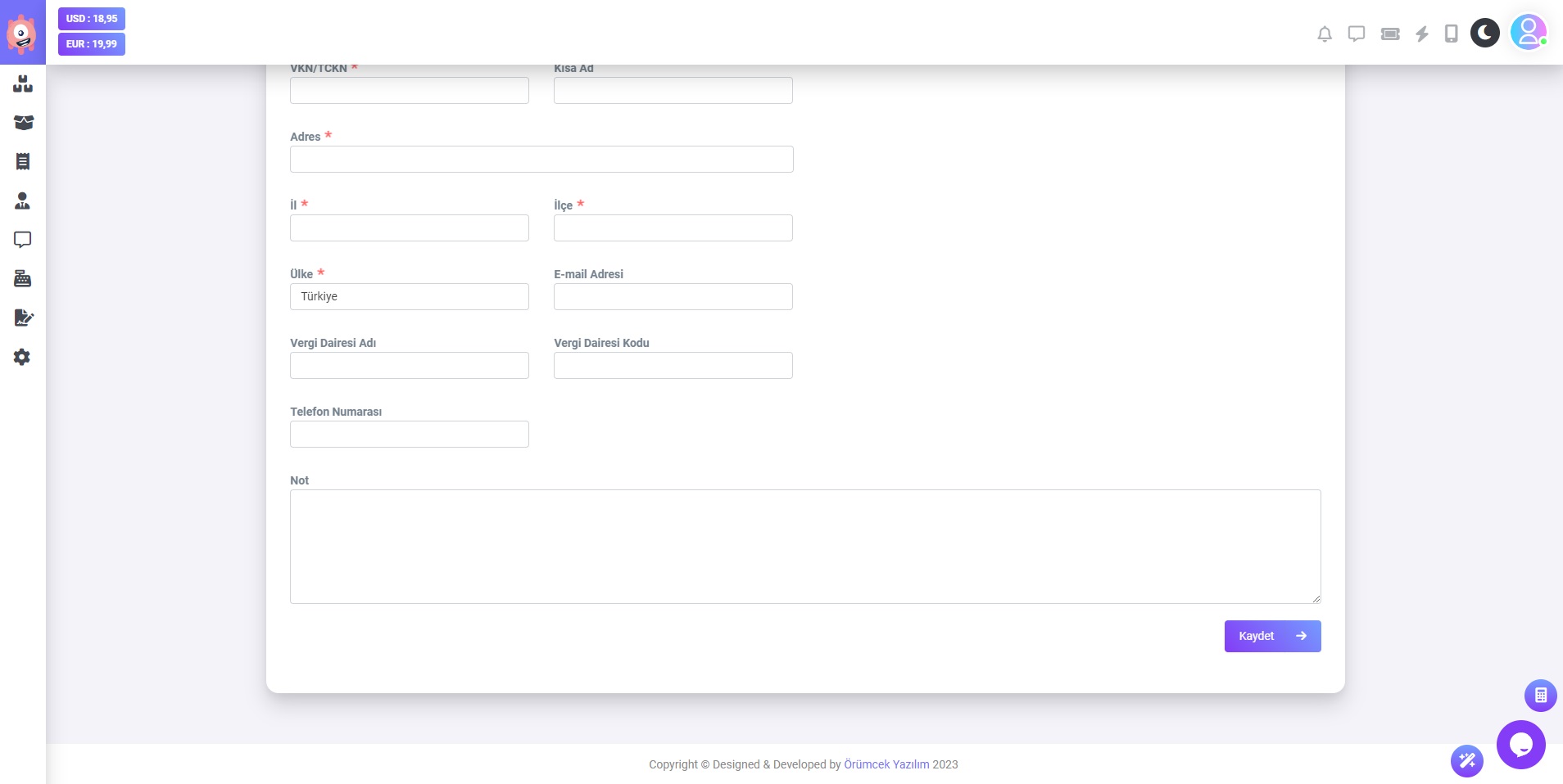 Sevkiyat Adresi Ekle (Devam)